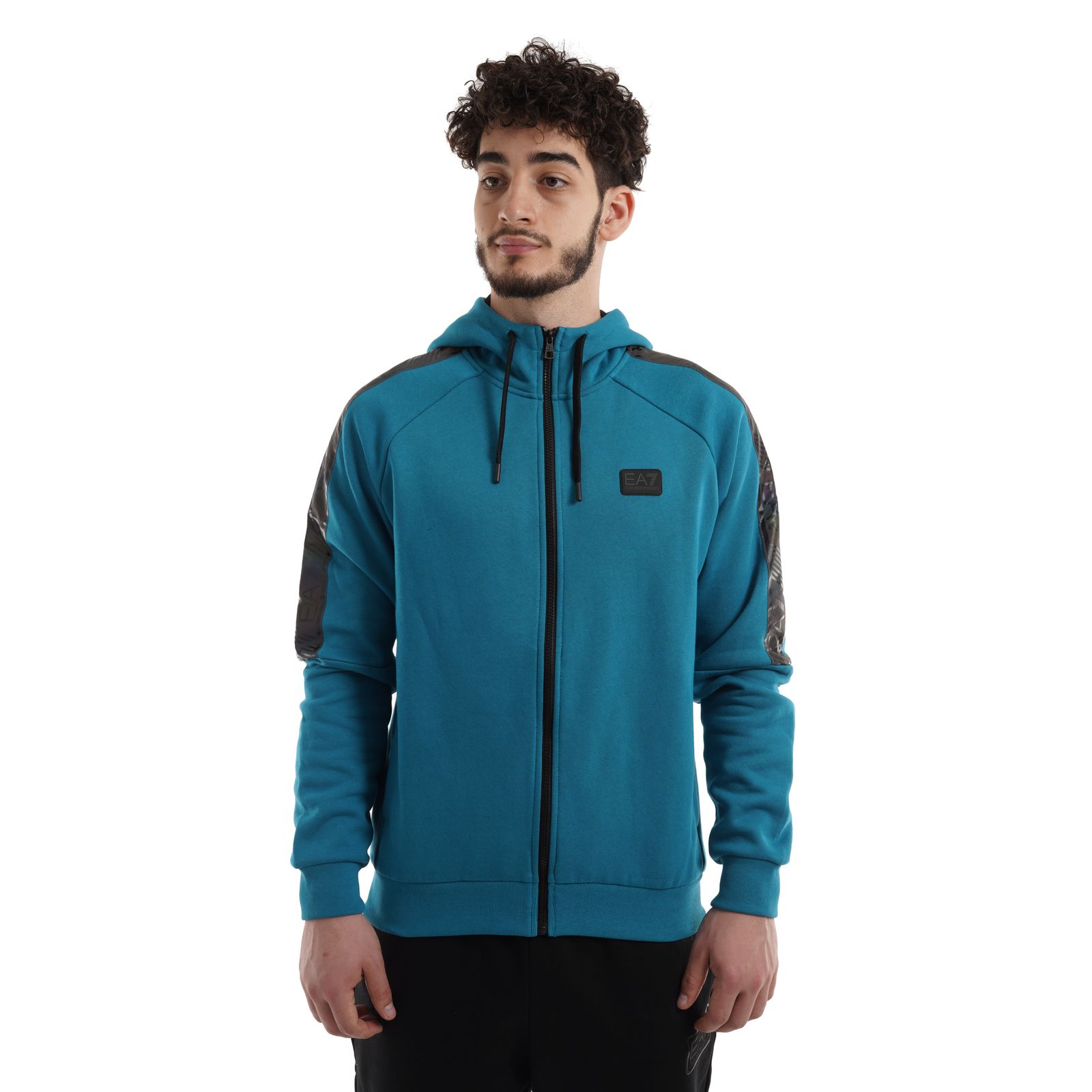 Hanorac EMPORIO ARMANI EA7 pentru barbati TRAIN LOGO SERIES M TAPE HOODIE FZ BR - 6LPM47PJ07Z01572