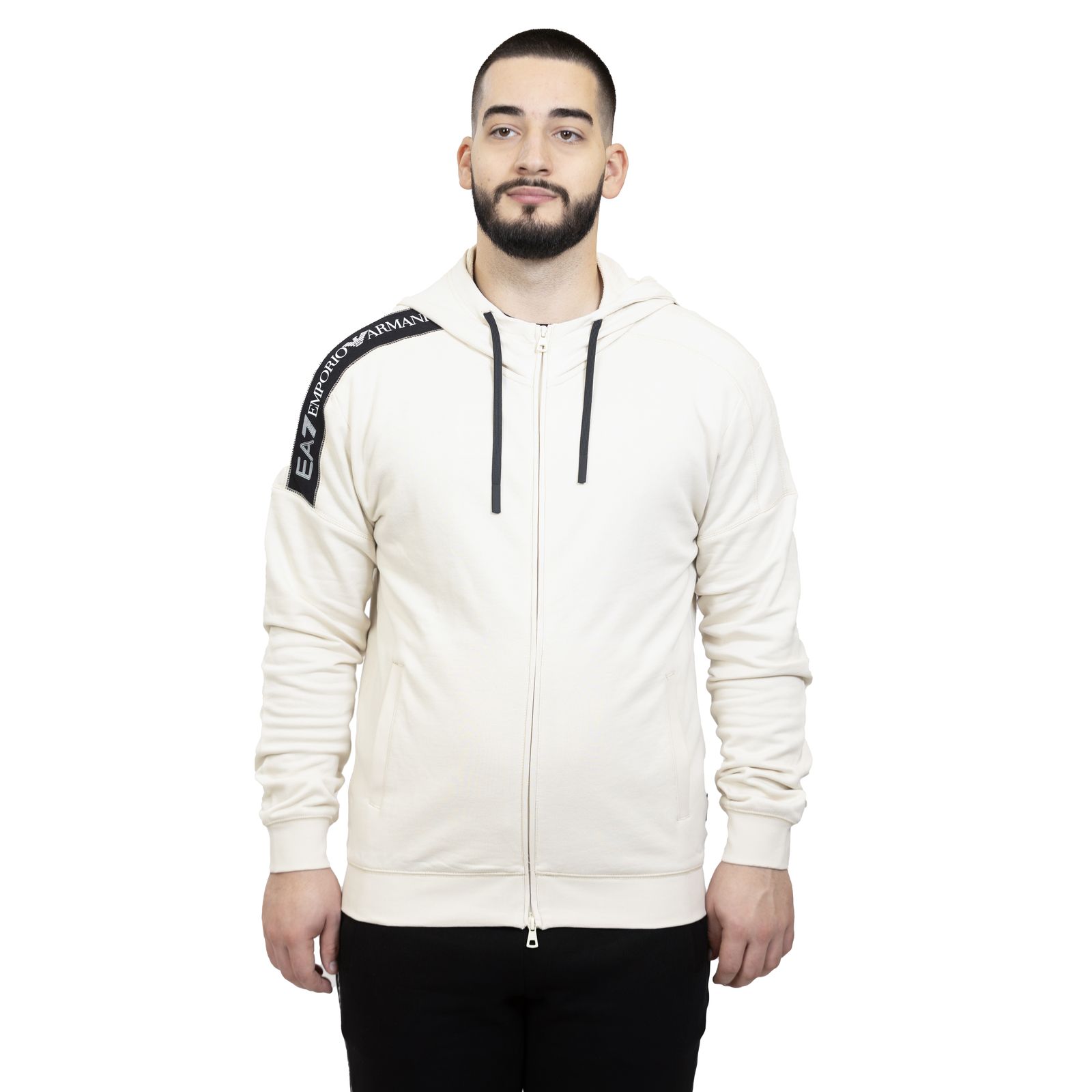 Hanorac EMPORIO ARMANI EA7 pentru barbati TRAIN LOGO SERIES M TAPE HOODIE FZ COFT - 6DPM12PJOGZ01713