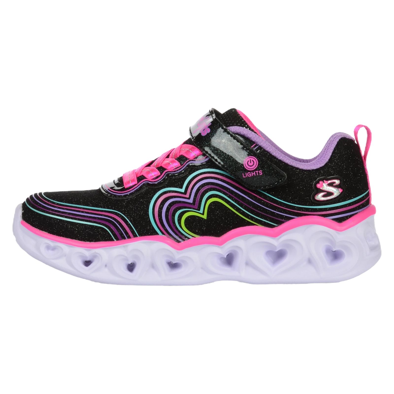 Pantofi sport SKECHERS pentru copii HEART LIGHTS - RETRO - 302689LBKMT